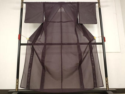 平和屋着物＊夏物 色無地 絽 似せ紫色 洗える着物 AABB0611st