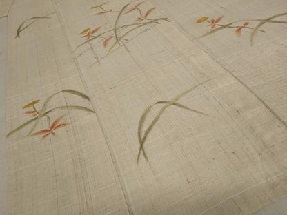 平和屋着物＊夏物 訪問着 紬地 草花文 正絹 逸品 AABB0613st