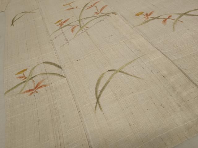 平和屋着物＊夏物 訪問着 紬地 草花文 正絹 逸品 AABB0613st