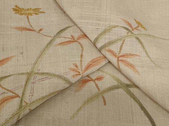平和屋着物＊夏物 訪問着 紬地 草花文 正絹 逸品 AABB0613st