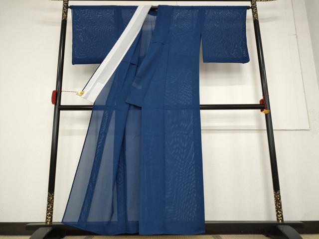 平和屋着物＊夏物 色無地 絽 紺色 洗える着物 AABB0618st