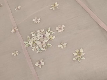 平和屋着物＊夏物 オーガンジー 小振袖 刺繍 銀糸 洗える着物 AABB0619st