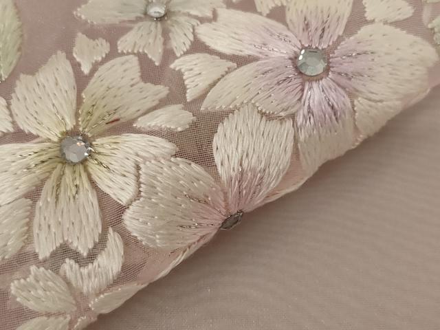 平和屋着物＊夏物 オーガンジー 小振袖 刺繍 銀糸 洗える着物 AABB0619st