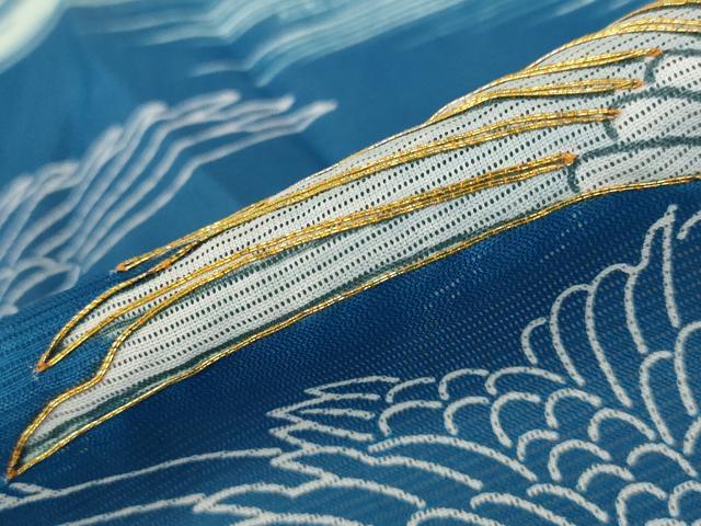 平和屋着物＊夏物　訪問着　絽　駒刺繍　飛鶴文　金糸　洗える着物　AABB0625st