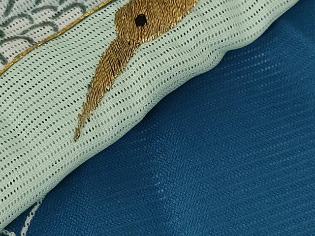 平和屋着物＊夏物 訪問着 絽 駒刺繍 飛鶴文 金糸 洗える着物