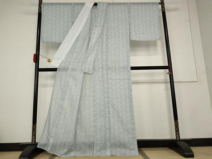 平和屋着物＊夏物　小紋　紗　麻の葉文様　洗える着物　AABB0627st