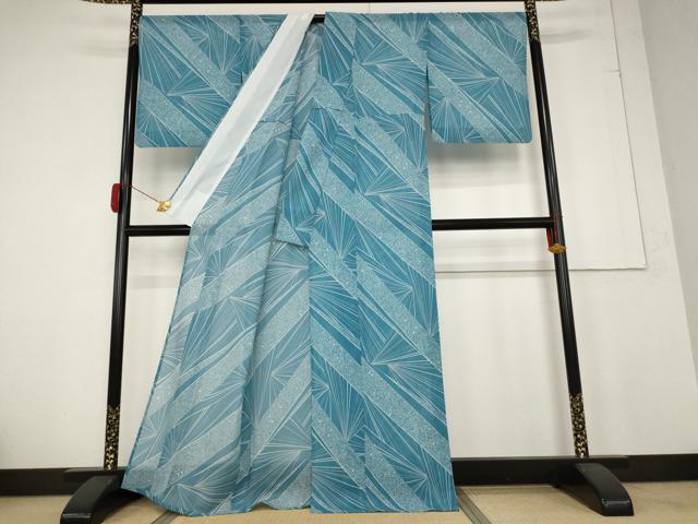 平和屋着物＊夏物 小紋 絽 幾何学文様 洗える着物 AABB0628st