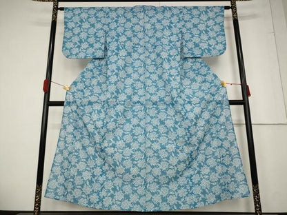 平和屋着物＊夏物　小紋　絽　花尽くし　洗える着物　AABB0632st