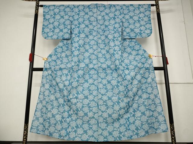 平和屋着物＊夏物　小紋　絽　花尽くし　洗える着物　AABB0632st