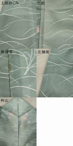 平和屋着物＊夏物　小紋　絽　芝花文　暈し染め　洗える着物　AABB0633st