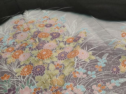 平和屋着物＊夏物 黒留袖 絽 草花文 暈し染め 洗える着物 未使用 AABB0636st