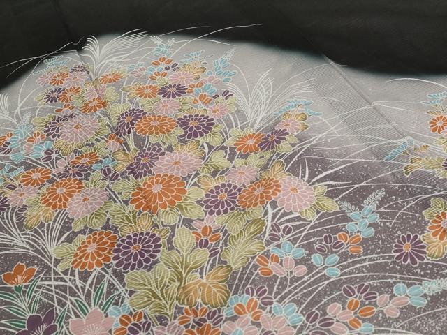 平和屋着物＊夏物 黒留袖 絽 草花文 暈し染め 洗える着物 未使用 AABB0636st