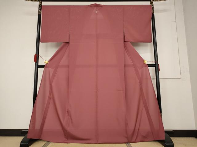 平和屋着物＊夏物 人間国宝・羽田登喜男監修 色無地 絽 銀朱色 高島屋扱い 洗える着物 AABB0640st