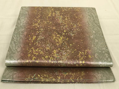 平和屋着物◎六通柄袋帯 箔散らし 引箔 正絹 逸品 AABB0649ou