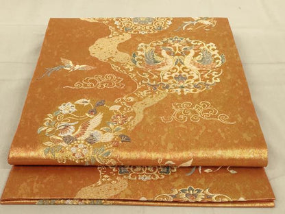平和屋着物◎六通柄袋帯　鳳凰花文　金銀糸　正絹　逸品　AABB0653ou