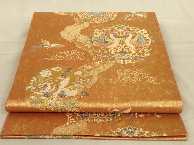 平和屋着物◎六通柄袋帯　鳳凰花文　金銀糸　正絹　逸品　AABB0653ou