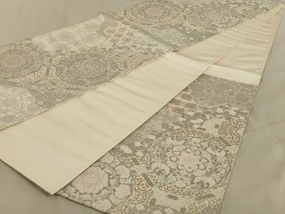 平和屋着物◎六通柄袋帯 鳳凰花文 銀糸 正絹 逸品 AABB0665ou