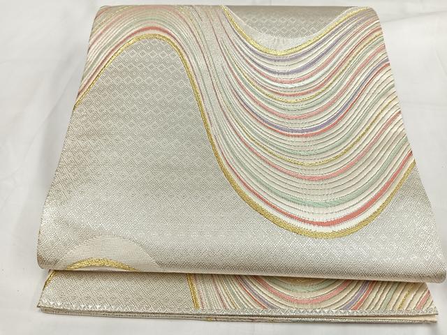 平和屋着物◎六通柄袋帯 唐織 流水文 金銀糸 正絹 逸品 AABB0770uw