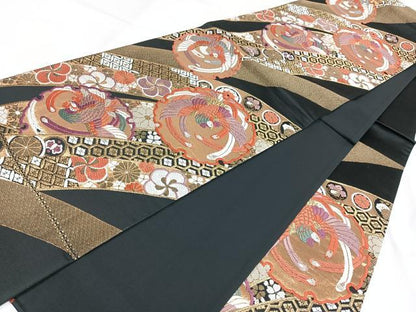 平和屋着物◎六通柄袋帯　唐織　鳳凰花文　金糸　正絹　逸品　AABB0783uw