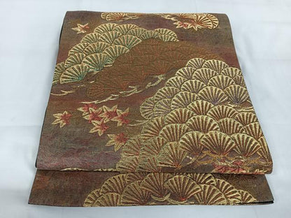 平和屋着物◎六通柄袋帯 Art&Craft 枝松文 金銀糸 正絹 逸品 AABB0802uw