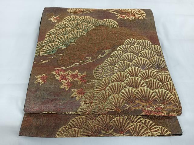平和屋着物◎六通柄袋帯 Art&Craft 枝松文 金銀糸 正絹 逸品 AABB0802uw