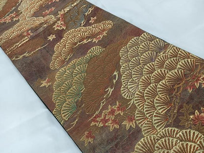 平和屋着物◎六通柄袋帯 Art&Craft 枝松文 金銀糸 正絹 逸品 AABB0802uw