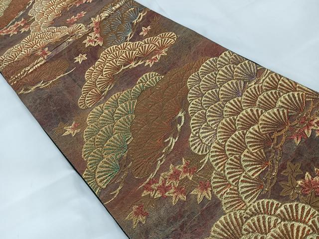 平和屋着物◎六通柄袋帯 Art&Craft 枝松文 金銀糸 正絹 逸品 AABB0802uw