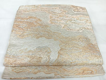 平和屋着物◎六通柄袋帯　霞文　金銀糸　正絹　逸品　AABB0810uw