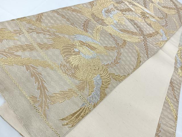 平和屋着物◎六通柄袋帯 鳳凰文 金銀糸 正絹 逸品 AABB0816uw