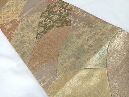 平和屋着物◎六通柄袋帯　切嵌花文　金糸　正絹　逸品　AABB0827uw
