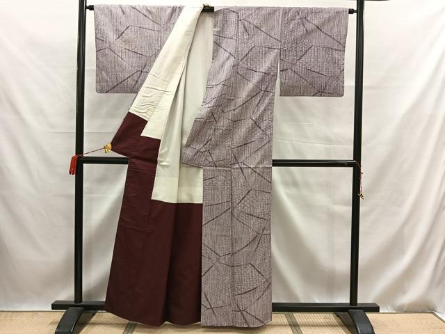 平和屋着物■上質な紬　幾何学文　正絹　逸品　AABB0900uw