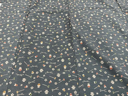 平和屋着物■上質な小紋　紬地　器物文　正絹　逸品　AABB0903uw