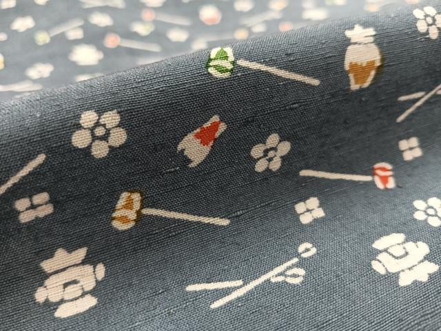 平和屋着物■上質な小紋　紬地　器物文　正絹　逸品　AABB0903uw