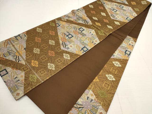 平和屋着物▼六通柄袋帯　花菱文　金糸　正絹　逸品　AABB0926wj