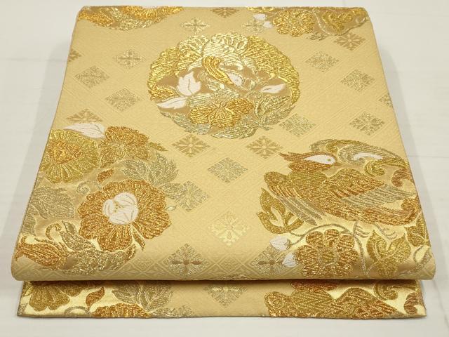 平和屋着物▼六通柄袋帯　名物裂類纂　金糸　正絹　逸品　AABB1006wj