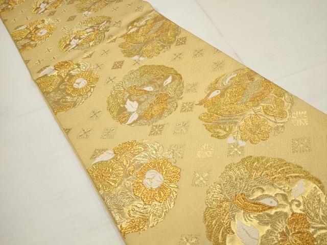 平和屋着物▼六通柄袋帯　名物裂類纂　金糸　正絹　逸品　AABB1006wj