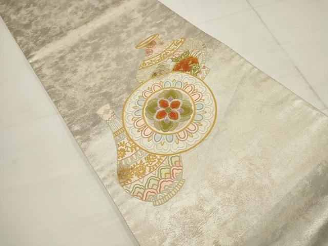 平和屋着物▼中国三大刺繍　相良刺繍　袋帯　正倉院花文　金糸　正絹　逸品　AABB1140wj