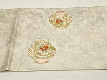 平和屋着物▼中国三大刺繍　相良刺繍　袋帯　正倉院花文　金糸　正絹　逸品　AABB1140wj
