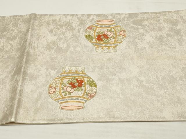平和屋着物▼中国三大刺繍　相良刺繍　袋帯　正倉院花文　金糸　正絹　逸品　AABB1140wj