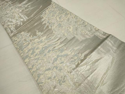 平和屋着物◎六通柄袋帯 樹林文 銀糸 正絹 逸品 AABB1197wj