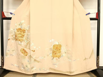 平和屋着物●創業460年・千總 色留袖 駒刺繍 貝桶吉祥文 金糸 金彩 伊勢丹扱い 正絹 逸品 AABB1283np