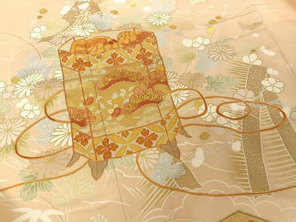 平和屋着物●創業460年・千總 色留袖 駒刺繍 貝桶吉祥文 金糸 金彩 伊勢丹扱い 正絹 逸品 AABB1283np