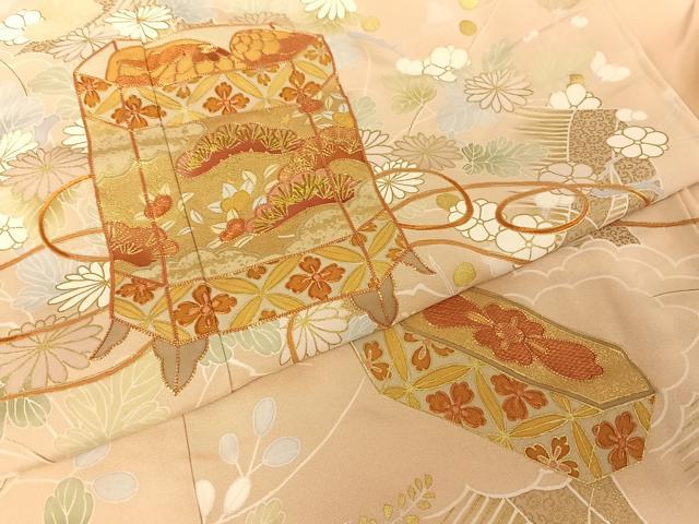 平和屋着物●創業460年・千總 色留袖 駒刺繍 貝桶吉祥文 金糸 金彩 伊勢丹扱い 正絹 逸品 AABB1283np