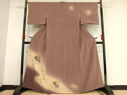 平和屋着物●訪問着　手描き　女人文　暈し染め　金彩　正絹　逸品　AABB1301np
