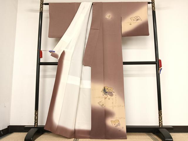 平和屋着物●訪問着　手描き　女人文　暈し染め　金彩　正絹　逸品　AABB1301np