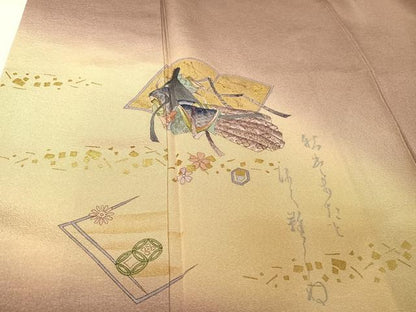 平和屋着物●訪問着　手描き　女人文　暈し染め　金彩　正絹　逸品　AABB1301np