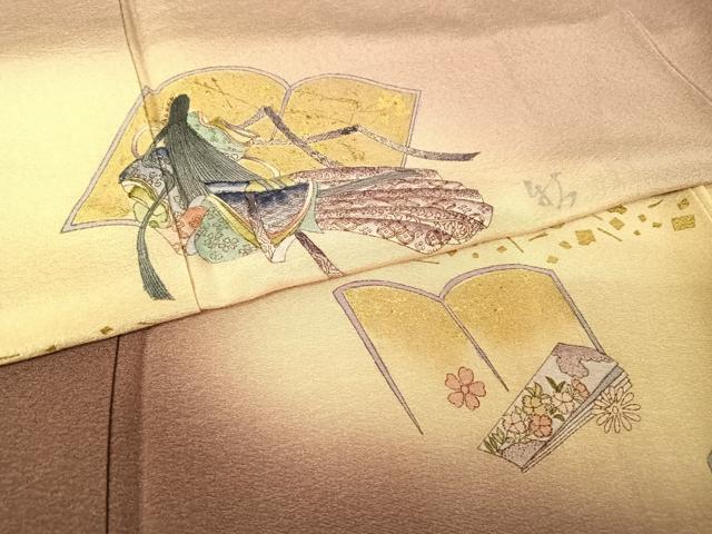 平和屋着物●訪問着　手描き　女人文　暈し染め　金彩　正絹　逸品　AABB1301np