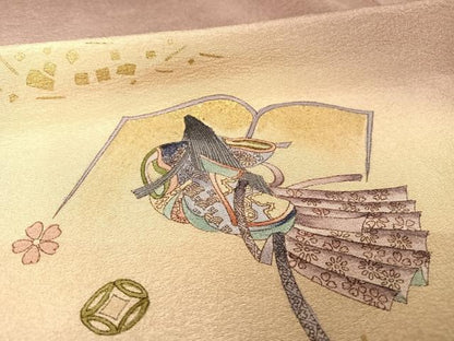 平和屋着物●訪問着　手描き　女人文　暈し染め　金彩　正絹　逸品　AABB1301np