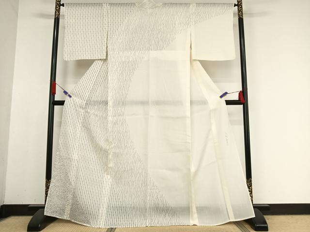 平和屋着物＊夏物 二代目 川村久太郎 訪問着 紗紬 手描き 縞 小田急百貨店扱い 正絹 逸品 AABB1308np