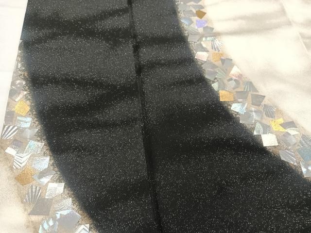 平和屋着物●金彩友禅作家 金彩の魔術師 堀省平 金煌織 振袖 箔散らし 金銀彩 銀通し地 正絹 逸品 AABB1335np